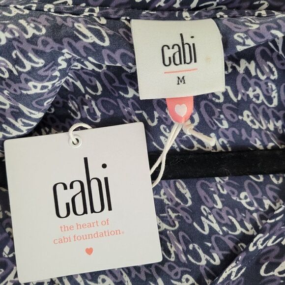 Cabi Long Sleeve Blouse M Blue Te Amo Spell Out Puff Statement Sleeve Pull Over - Picture 14 of 14